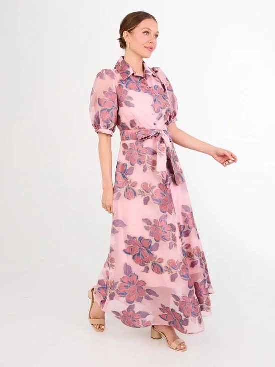 Charlotte Gown Pink Floral Organza - Picture 2 of 4